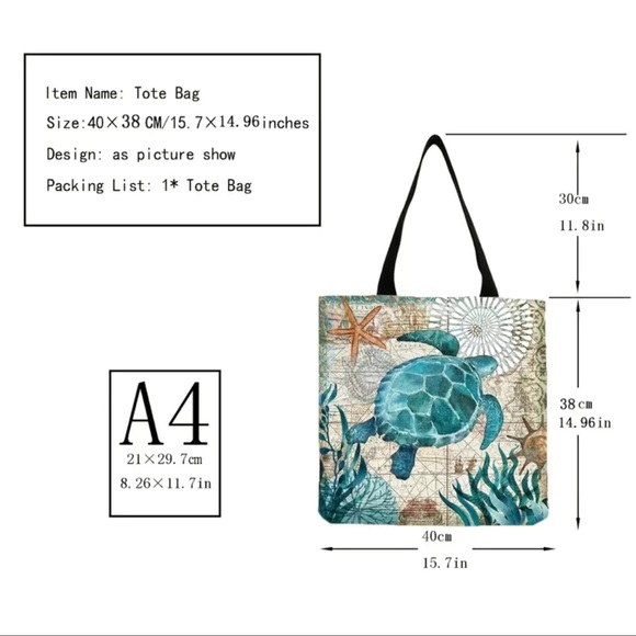 New Turtle Canvas Tote - Large - Picture 3 of 9